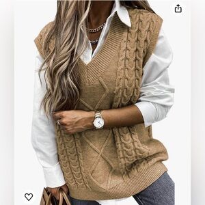EVALESS Oversized V Neck Sleeveless Sweater Vest